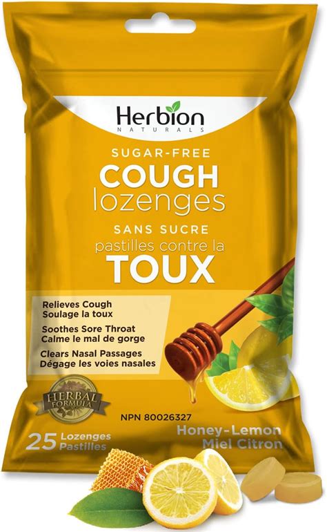 Herbion Naturals Sugar-Free Cough Lozenges with Natural Honey-Lemon ...