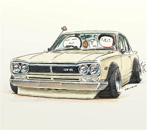 car illustration“crazy car art”jdm japanese old school ”HAKOSUKA”original cartoon ”mame mame ...