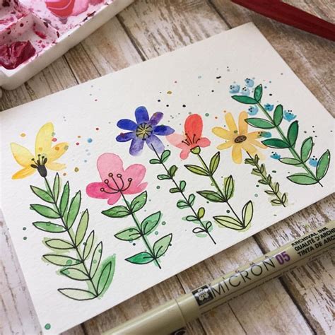 Simple floral doodles. Just paint some blobs and then add in the ...