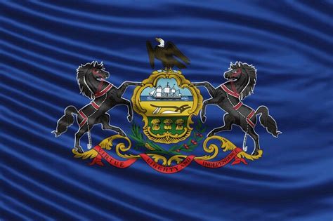 Premium Photo | Pennsylvania state flag wave close up, pennsylvania ...