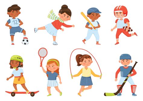 스포츠와 운동을하는 만화 행복한 학교 아이들, 체조, 세트, 운동 PNG, 일러스트 및 벡터 에 대한 무료 다운로드 - Pngtree