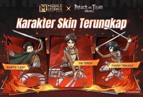 Kolaborasi MLBB X Attack on Titan, ini 3 Hero yang Dapat Skin Eren, Mikasa dan Levi