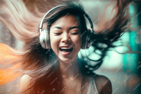 Premium AI Image | Generative ai young asian woman with headphones ...