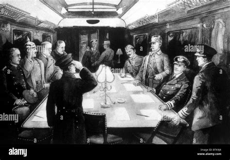 The signing of the Armistice ending World War I, November 11, 1918 ...