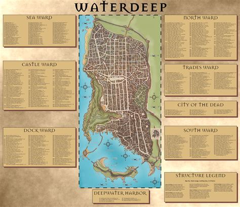 City of Waterdeep map in the Forgotten Realms (Faerun) with all locations added for reference ...