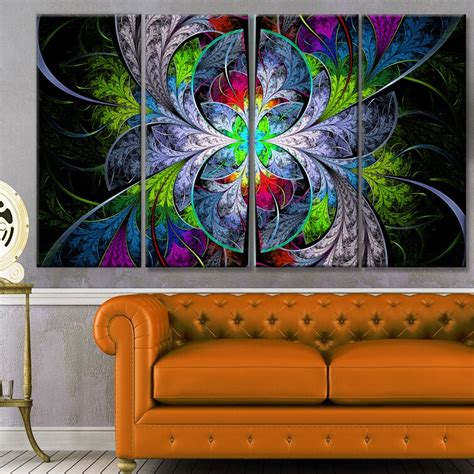 DesignArt Fractal Stained Glass On Canvas 4 Pieces Graphic Art | Wayfair