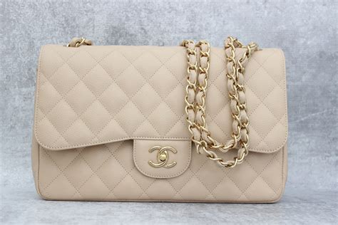 Chanel Light Beige Caviar Jumbo Double Flap Bag at Jill's Consignment