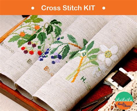 Modern Cross Stitch KITs Berries and Flower cross stitch KIT