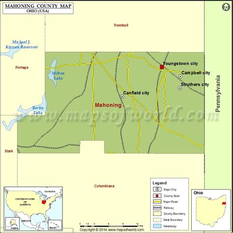 Mahoning County Map, Map of Mahoning County Ohio