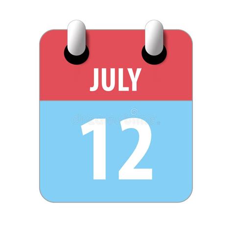 July 12th. Day 12 of Month,Simple Calendar Icon on White Background ...