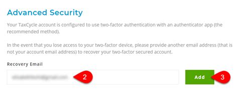 Set a Recovery Email | TaxCycle