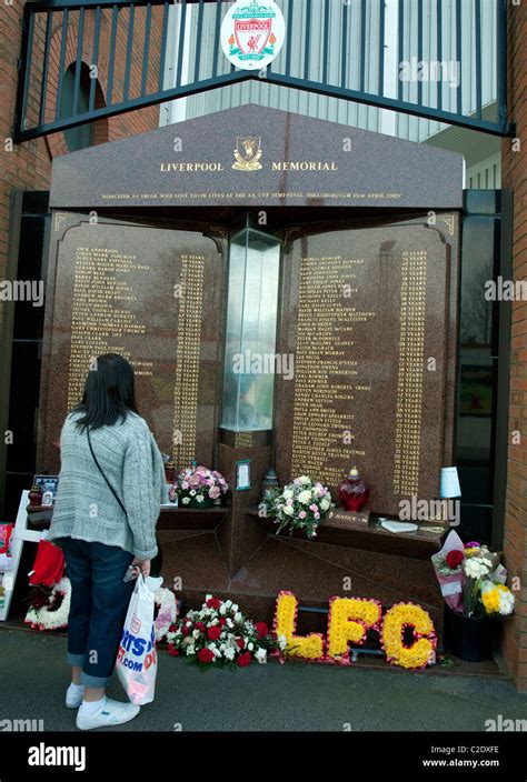 Liverpool FC football stadium, England: Hillsborough disaster memorial ...