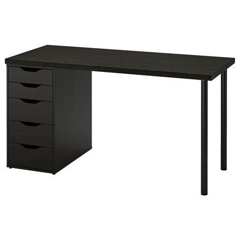 LAGKAPTEN / ALEX desk, black-brown, 140x60 cm (551/8x235/8") - IKEA