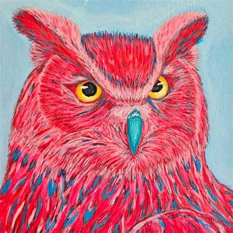 Owl Acrylic Paint Great Horned Owl Rustic Wall Art Decor - Etsy