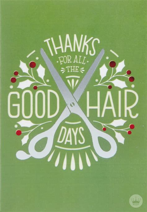 Hair Stylist Thank You Hallmark Christmas Card | Bold block letters and a pair of scissors send ...