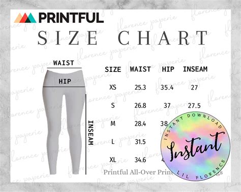 women's best leggings sizing chart