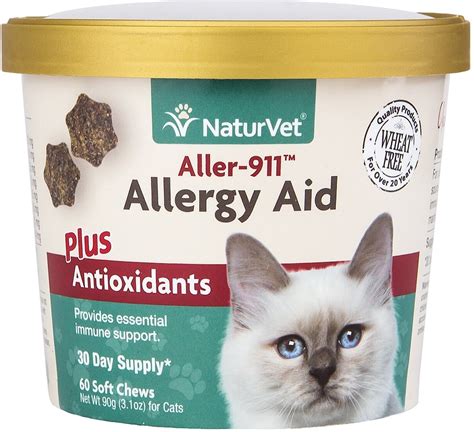 NATURVET Aller-911 Allergy Aid Plus Antioxidants Cat Soft Chews, 60 count - Chewy.com