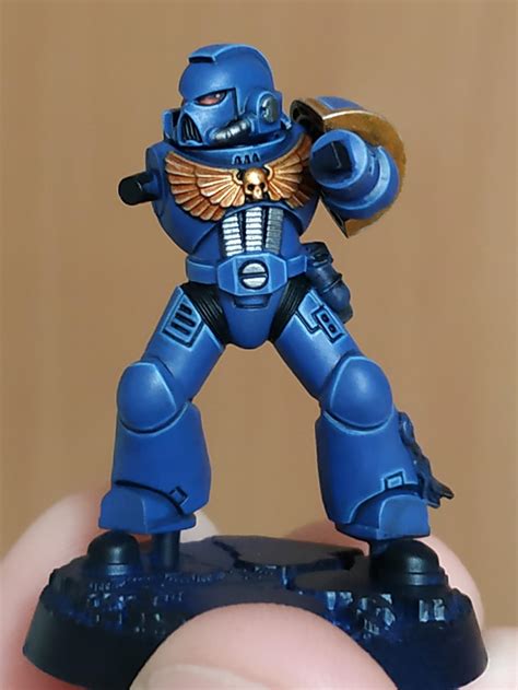 Started this space marine hero in ultramarines colours. Trying to ...