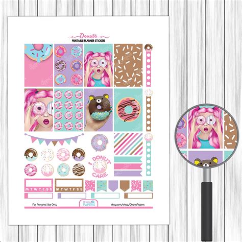 DONUT Printable Planner Stickers Weekly Kit for Happy Planner - Etsy