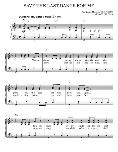 Save The Last Dance For Me Sheet music for Piano by Doc Pomus, Jerome ...