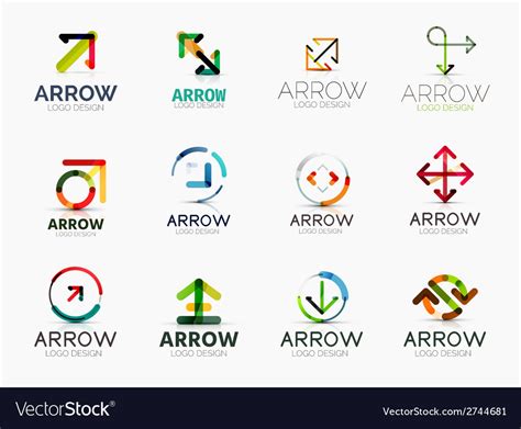 Collection of arrow company logos Royalty Free Vector Image