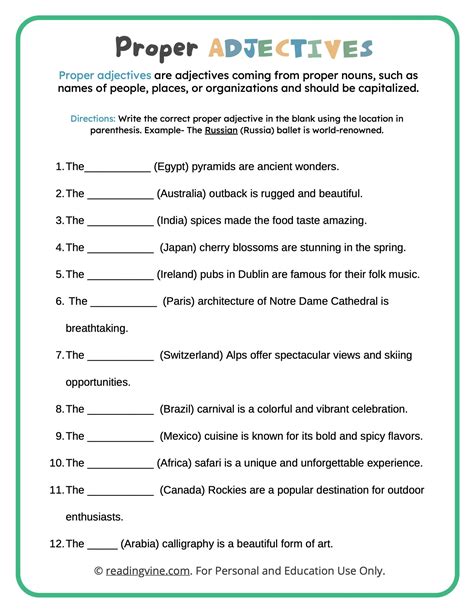 Proper Adjectives Worksheets Grade Adjectiveworksheets Net | The Best Porn Website