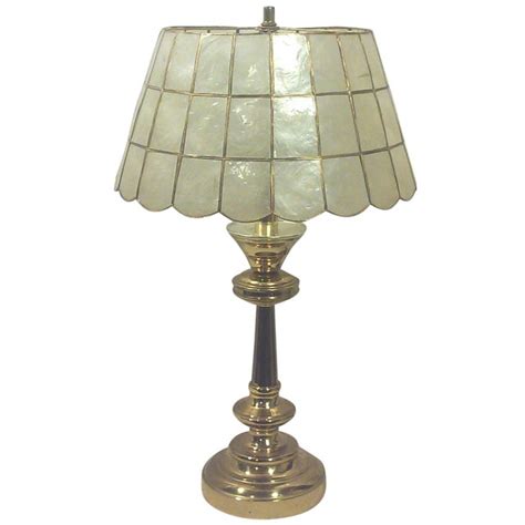 Brass Table Lamp with Capiz Shell Shade | Chairish