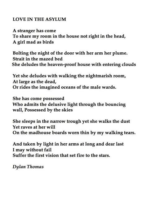 'love in the asylum' by dylan thomas | Poems, Poetry words, Pretty words