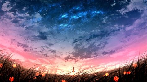 Download Anime Pink Sky Wallpaper Hd Gif