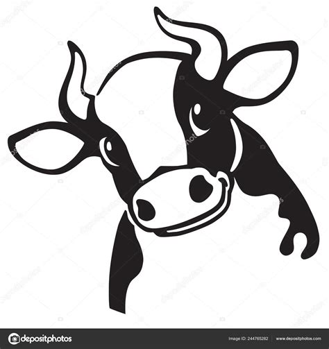 Cartoon Head Cow Black White Icon Logo Emblem Vector Illustration ...