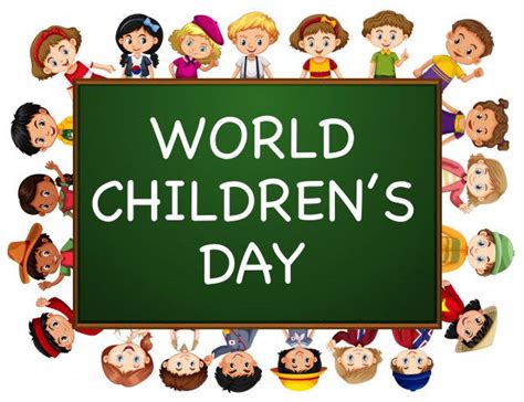 the words world children's day written on a blackboard surrounded by ...