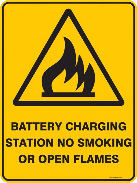 Warning Sign - BATTERY CHARGING STATION NO SMOKING OR OPEN FLAMES - Property Signs