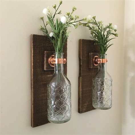 Amazon.com: Wall Sconce (SET OF TWO) Hanging Flower Vases, Rustic Wall Decor, Wall Flower Vases ...