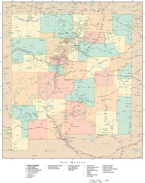 New Mexico Map With Counties And Cities