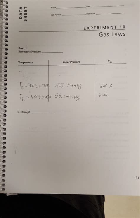 Solved Part I-Relationship Between Volume and Temperature: | Chegg.com