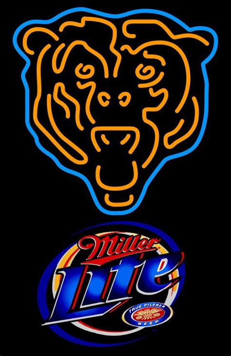 Miller Lite Chicago Bears NFL Neon Sign1 0021 | Neon signs, Neon, Neon ...