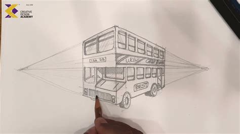 2020 Nata new format | how to draw Double Decker Bus in 2 point perspective - YouTube