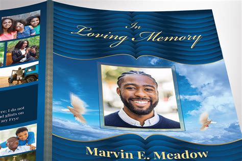 Loving Funeral Program Canva Template V1 - Blue :: Behance