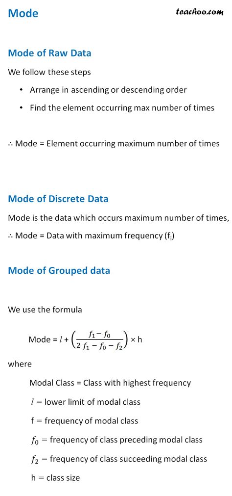 Statistics Formula Sheet - Mean, Median, Mode, Variance, CV - Teachoo