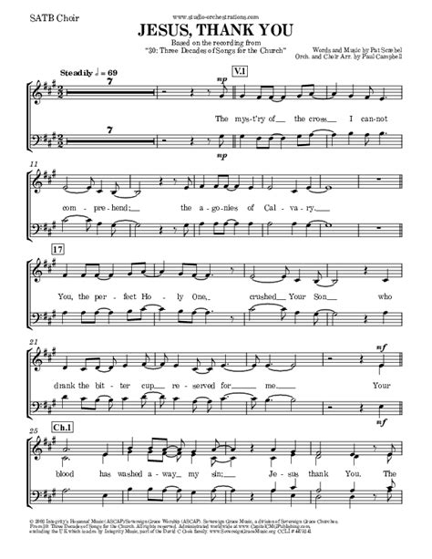 Jesus Thank You Sheet Music PDF (Brook Hills Music / Sovereign Grace ...