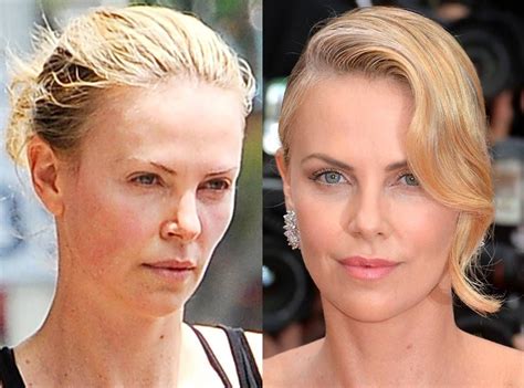 Charlize Theron, everyday vs special occassion | Celebrity makeup transformation, Actress ...