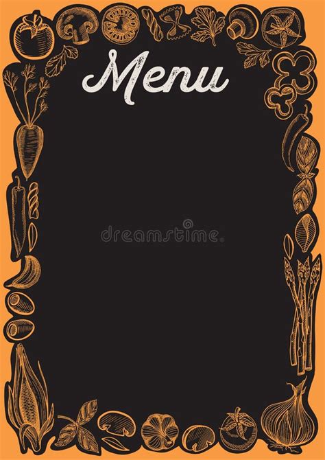 Chalkboard Menu Card Template for Restaurant with Vegetables Stock Vector - Illustration of menu ...