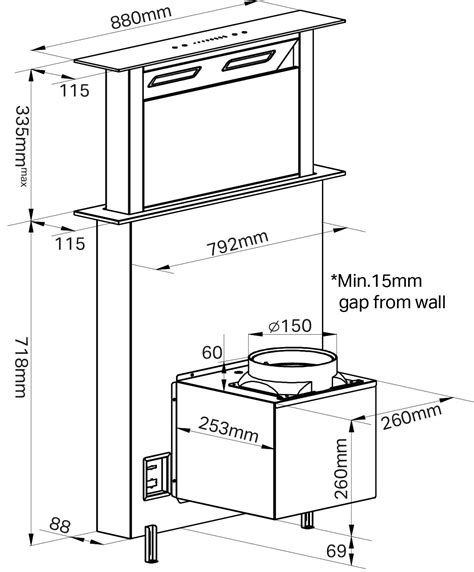 Montpellier DDCH90 Downdraft Hood (Including Motor) - Montpellier Domestic Appliances Ltd