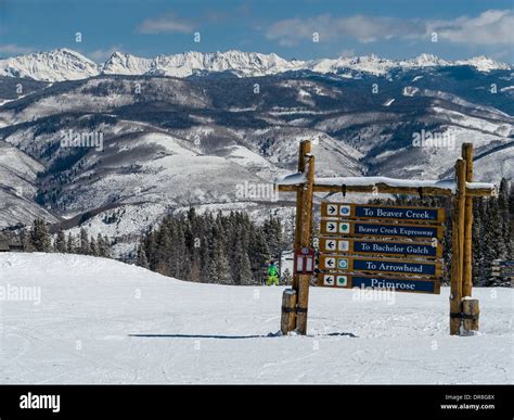 Gore Range and ski trails from Beaver Creek Resort Ski, Avon, Colorado Stock Photo - Alamy