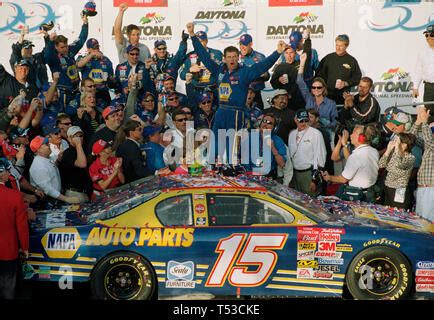 Michael Waltrip celebrates winning the 2001 Daytona 500 at Daytona ...