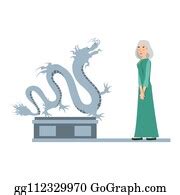 1 Chinese Dragon Statue With Old Woman Clip Art | Royalty Free - GoGraph