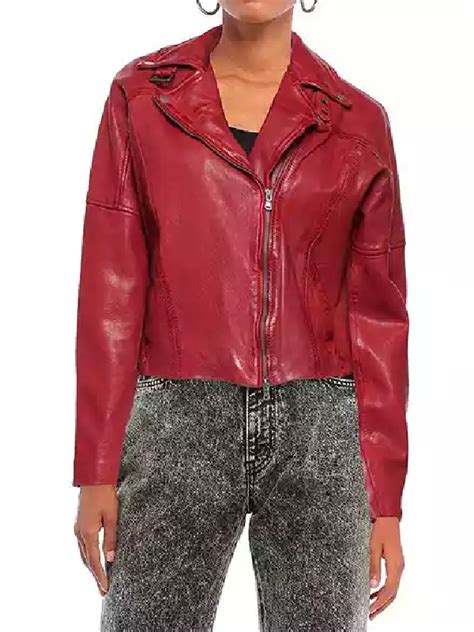 Diaz Red Biker Leather Jacket - RockStar Jacket