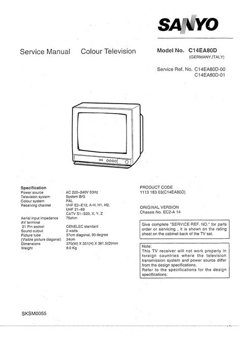 SANYO C14EA80D SERVICE MANUAL Pdf Download | ManualsLib