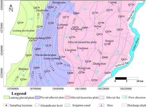 Hydrogeological map of phreatic aquifer and sampling stations in the ...