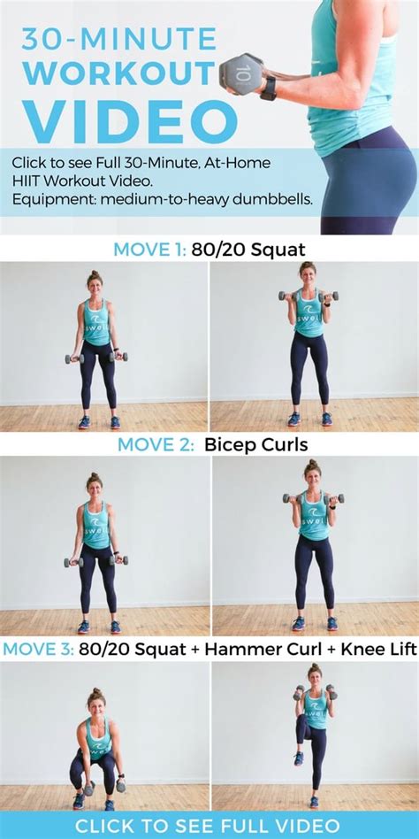 FULL WORKOUT VIDEO | 30-Minute HIIT Workout with Weights | At-Home Workout for Women - Nourish ...